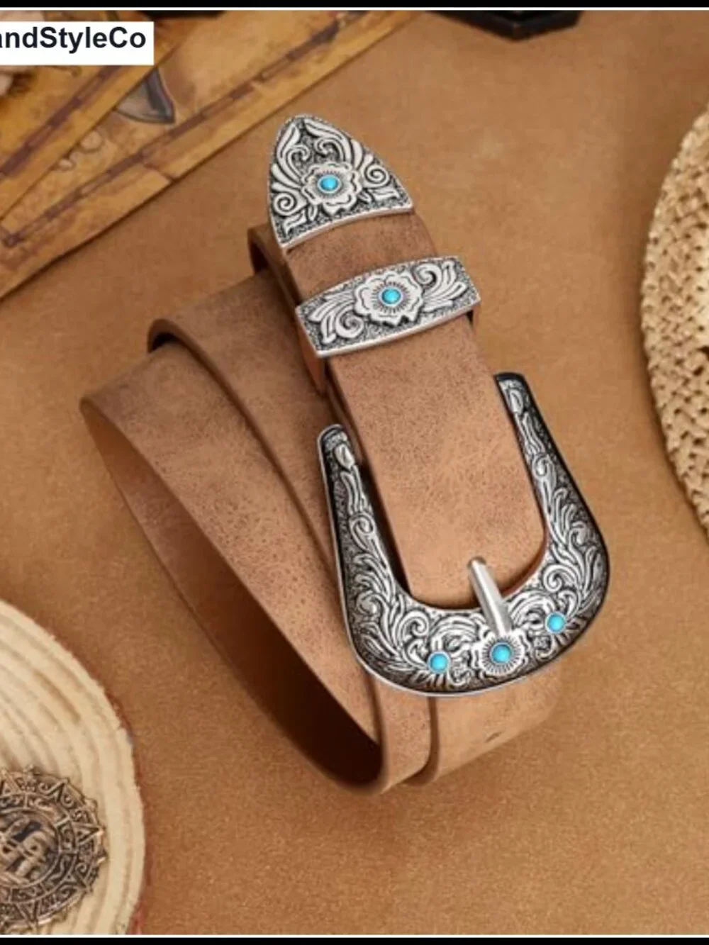 Western Belt for Women, Cowgirl Cowboy Suede Leather Belt, Vintage Buckle,